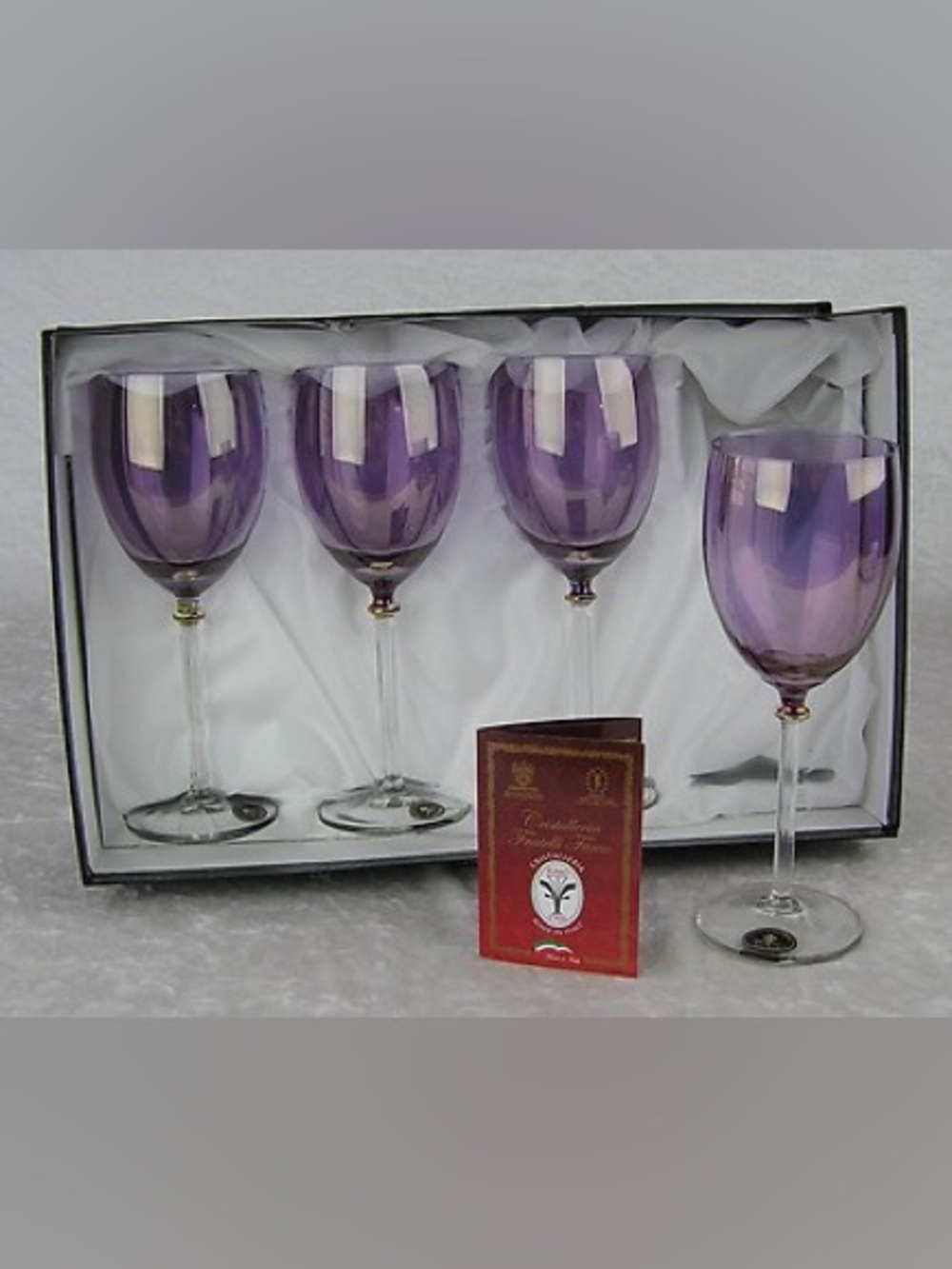 Cristalleria Amethyst Handmade Glass Stemmed Wine Glasses - Set of 4